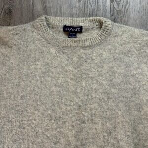 Vintage Gant Sweater Mens Large Beige 100% Wool Crewneck Hong Kong Chunky Knit